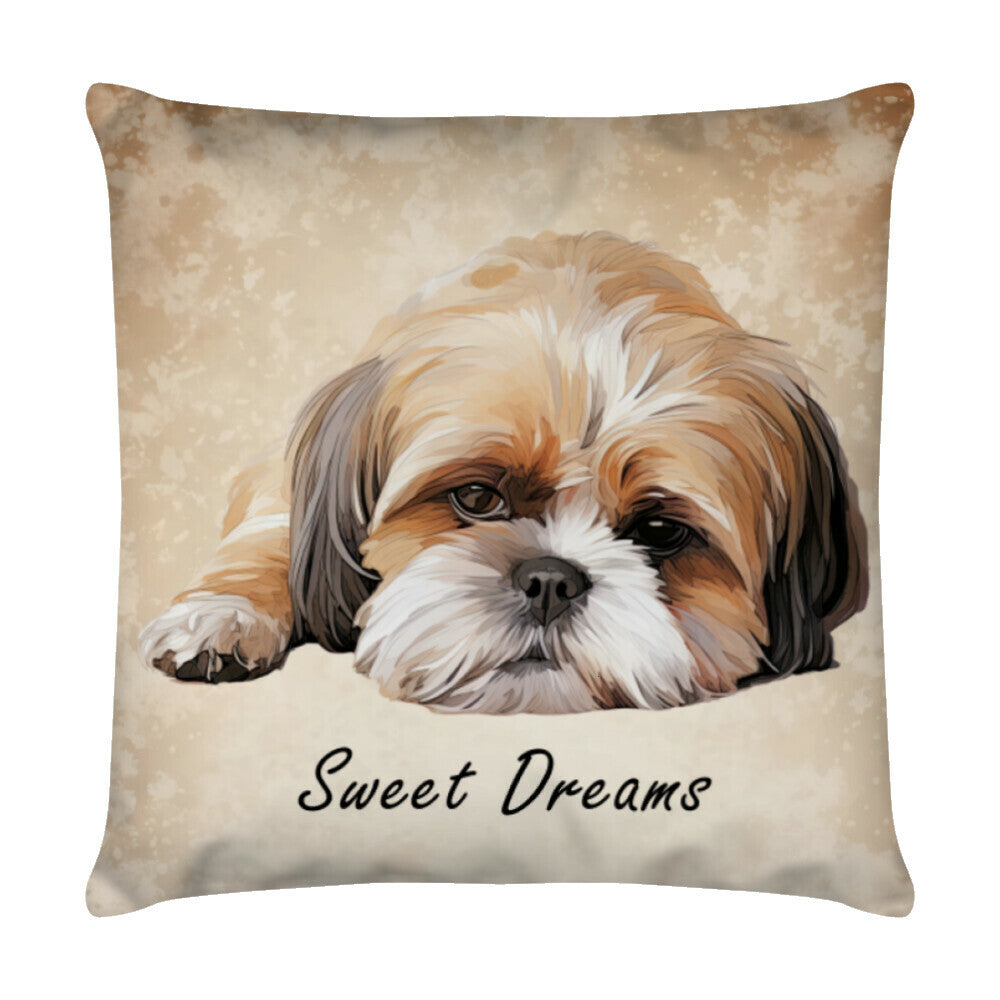 Kissen "Shih Tzu - Sweet Dreams" Weiß – hunde-shirt.de