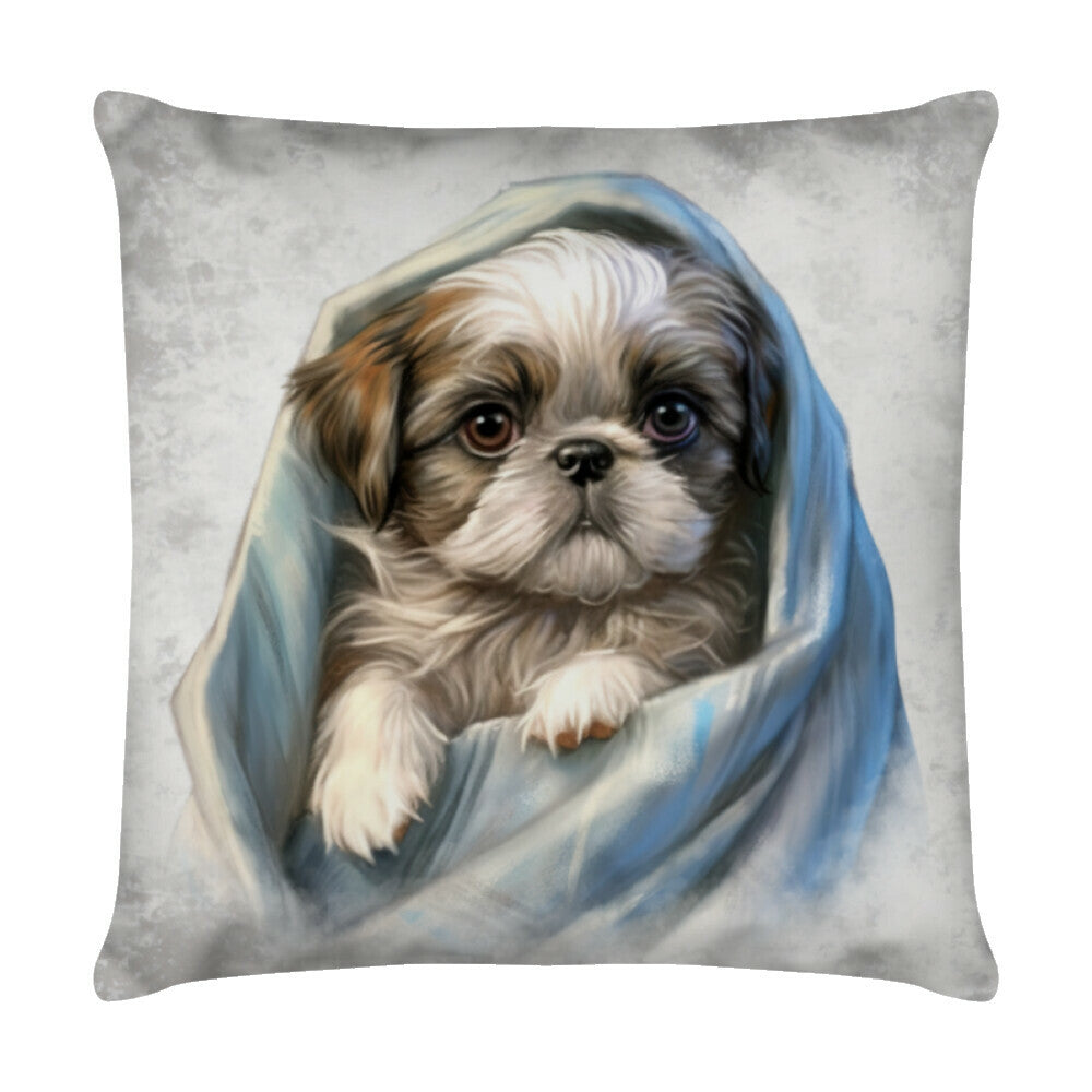 Kissen "Shih Tzu - Kuscheln" Weiß – hunde-shirt.de