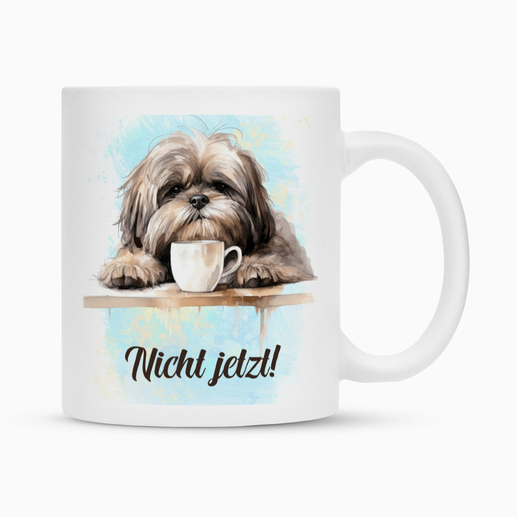 Tasse "Shih Tzu - Nicht jetzt!" Weiß – hunde-shirt.de
