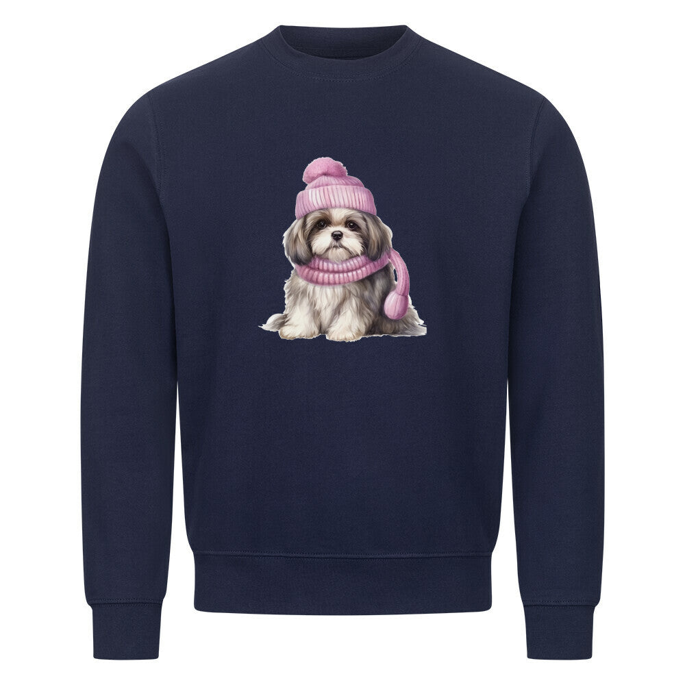 Premium Sweatshirt "Shih Tzu - Winter" Navy Blue – hunde-shirt.de