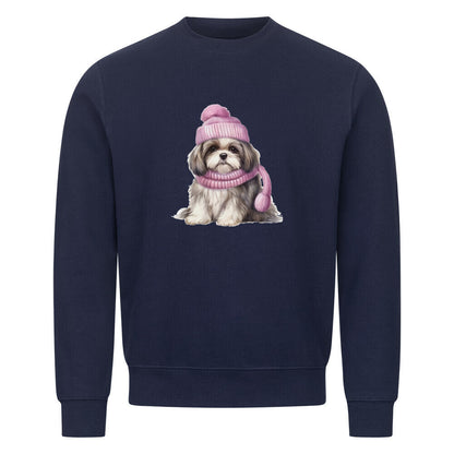 Premium Sweatshirt "Shih Tzu - Winter" Navy Blue – hunde-shirt.de