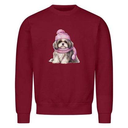 Premium Sweatshirt "Shih Tzu - Winter" Burgunder – hunde-shirt.de