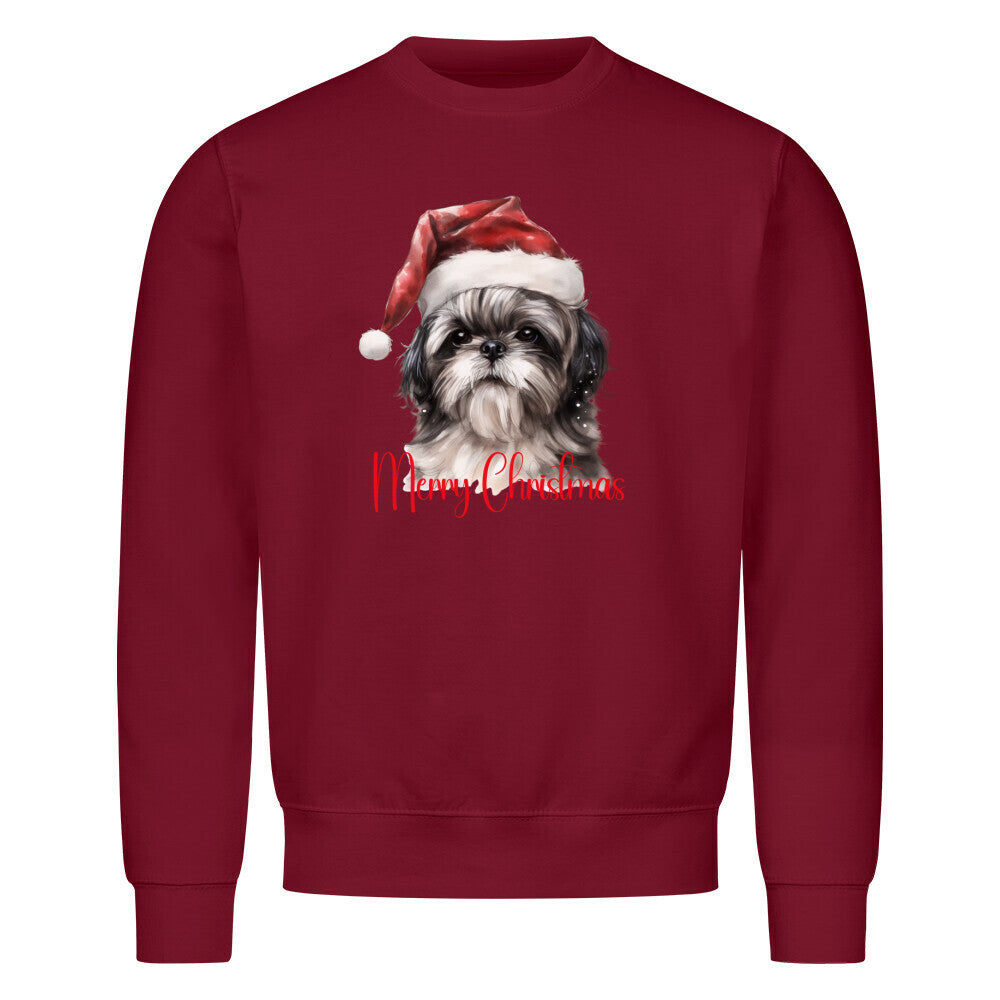Premium Sweatshirt "Shih Tzu - Merry Christmas" Burgunder – hunde-shirt.de