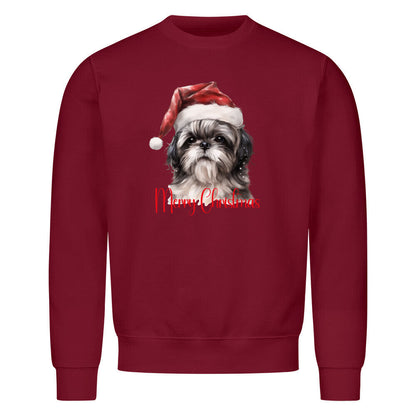 Premium Sweatshirt "Shih Tzu - Merry Christmas" Burgunder – hunde-shirt.de
