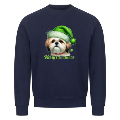 Premium Sweatshirt "Shih Tzu - Merry Grinchmas" Navy Blue – hunde-shirt.de