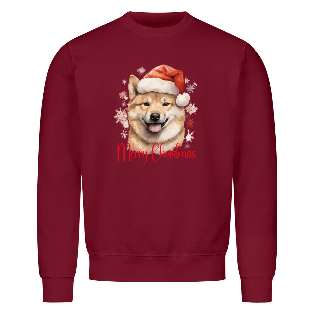 Premium Sweatshirt "Shiba Inu - Merry Christmas" Burgunder – hunde-shirt.de