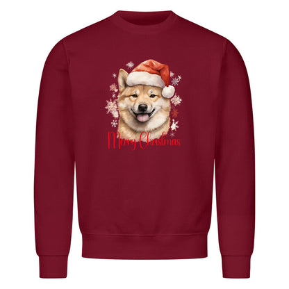 Premium Sweatshirt "Shiba Inu - Merry Christmas" Burgunder – hunde-shirt.de