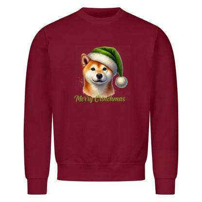 Premium Sweatshirt "Shiba Inu - Merry Grinchmas" Burgunder – hunde-shirt.de