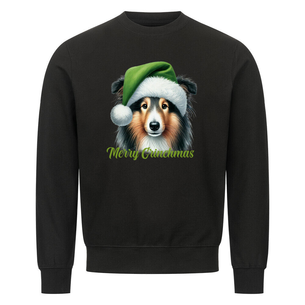 Premium Sweatshirt "Sheltie - Merry Grinchmas" Schwarz – hunde-shirt.de