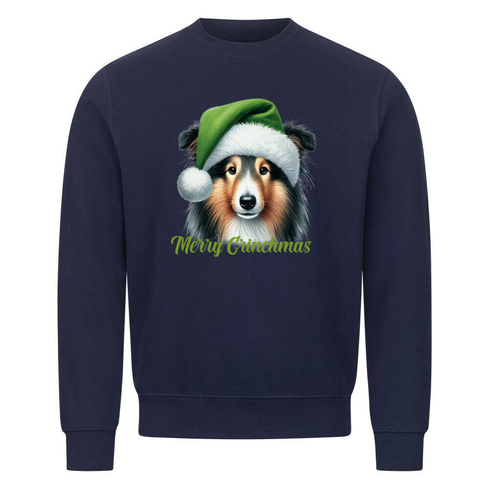 Premium Sweatshirt "Sheltie - Merry Grinchmas" Navy Blue – hunde-shirt.de