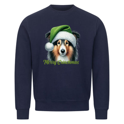 Premium Sweatshirt "Sheltie - Merry Grinchmas" Navy Blue – hunde-shirt.de