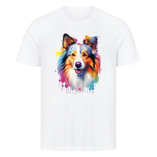 Premium T-Shirt "Sheltie - Splash" Weiß – hunde-shirt.de