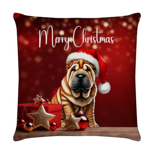 Kissen "Shar Pei - Merry Christmas" Weiß – hunde-shirt.de
