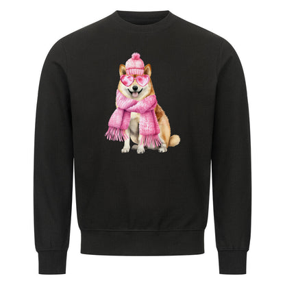 Premium Sweatshirt "Shiba Inu - Wintermädchen" Schwarz – hunde-shirt.de