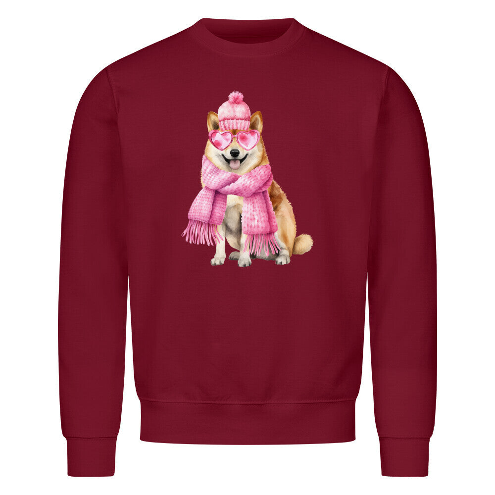 Premium Sweatshirt "Shiba Inu - Wintermädchen" Burgunder – hunde-shirt.de