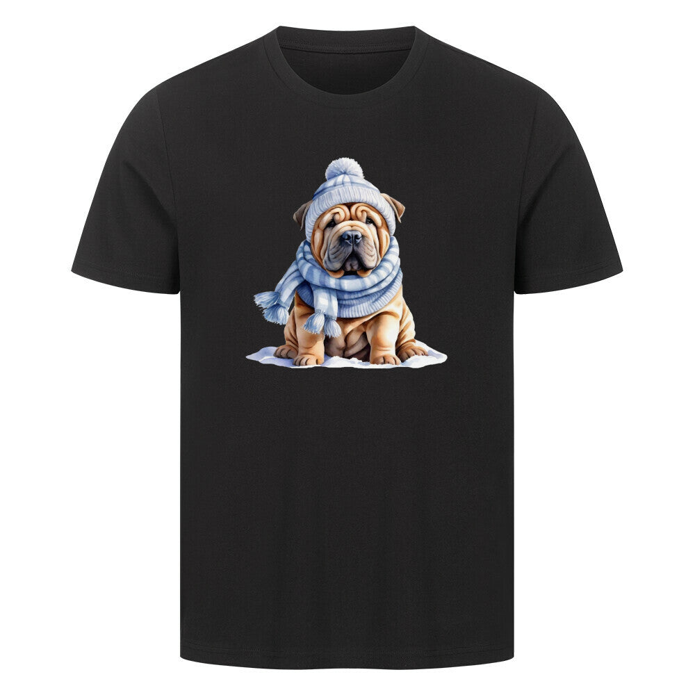 Premium T-Shirt "Shar Pei - Winterbub" Schwarz – hunde-shirt.de