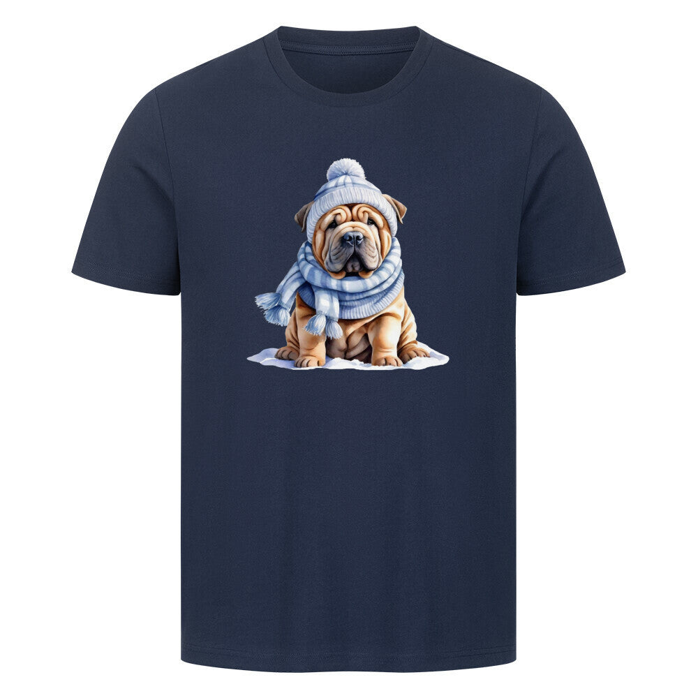 Premium T-Shirt "Shar Pei - Winterbub" French Navy – hunde-shirt.de