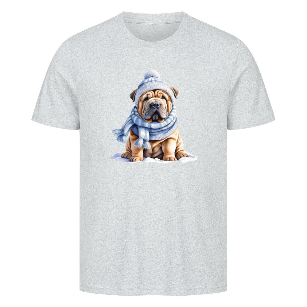 Premium T-Shirt "Shar Pei - Winterbub" Heather Grey – hunde-shirt.de