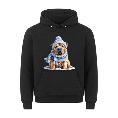Premium Hoodie "Shar Pei - Winterbub" Schwarz – hunde-shirt.de