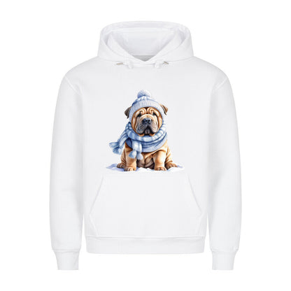 Premium Hoodie "Shar Pei - Winterbub" Weiß – hunde-shirt.de