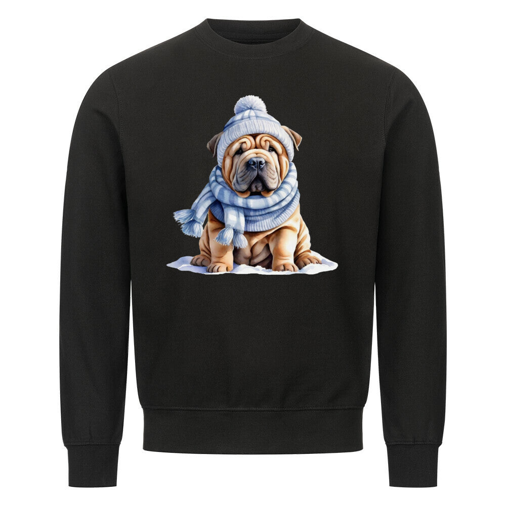 Premium Sweatshirt "Shar Pei - Winterbub" Schwarz – hunde-shirt.de