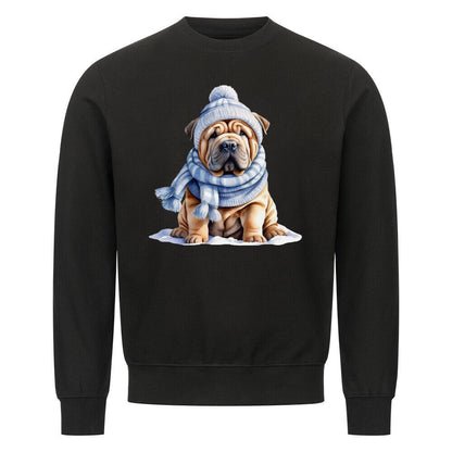Premium Sweatshirt "Shar Pei - Winterbub" Schwarz – hunde-shirt.de