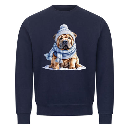 Premium Sweatshirt "Shar Pei - Winterbub" Navy Blue – hunde-shirt.de