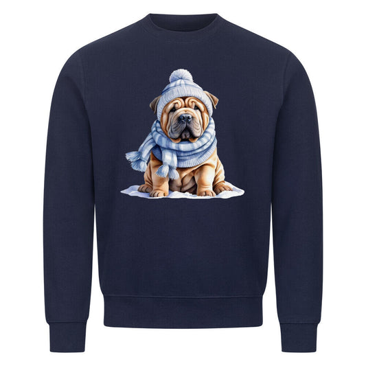 Premium Sweatshirt "Shar Pei - Winterbub" Navy Blue – hunde-shirt.de