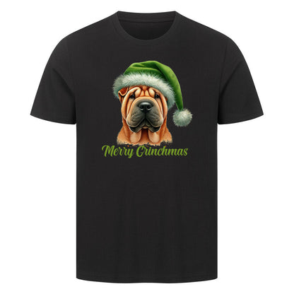 Premium T-Shirt "Shar Pei - Merry Grinchmas" Schwarz – hunde-shirt.de
