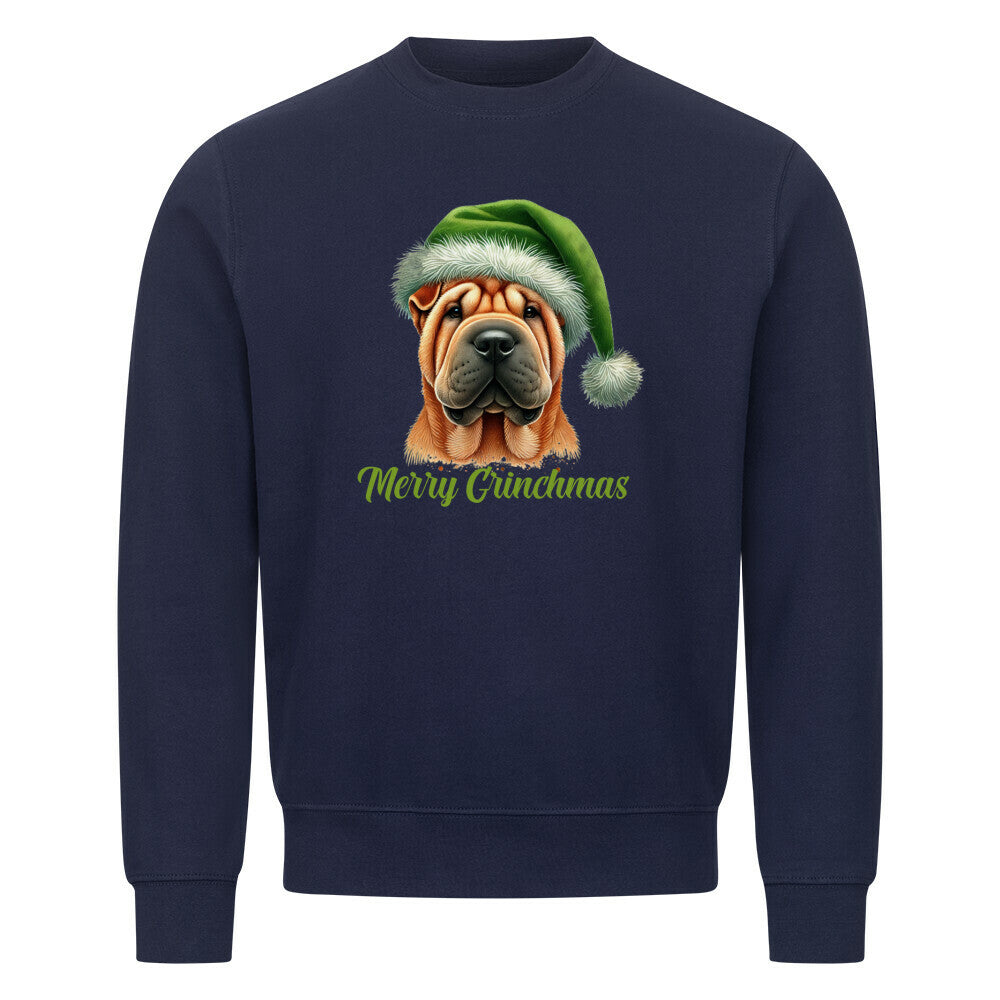 Premium Sweatshirt "Shar Pei - Merry Grinchmas" Navy Blue – hunde-shirt.de