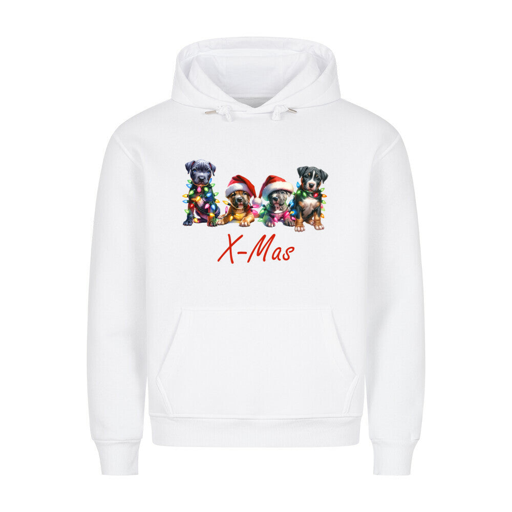 Premium Hoodie "Pit Bull - X-Mas" Weiß – hunde-shirt.de