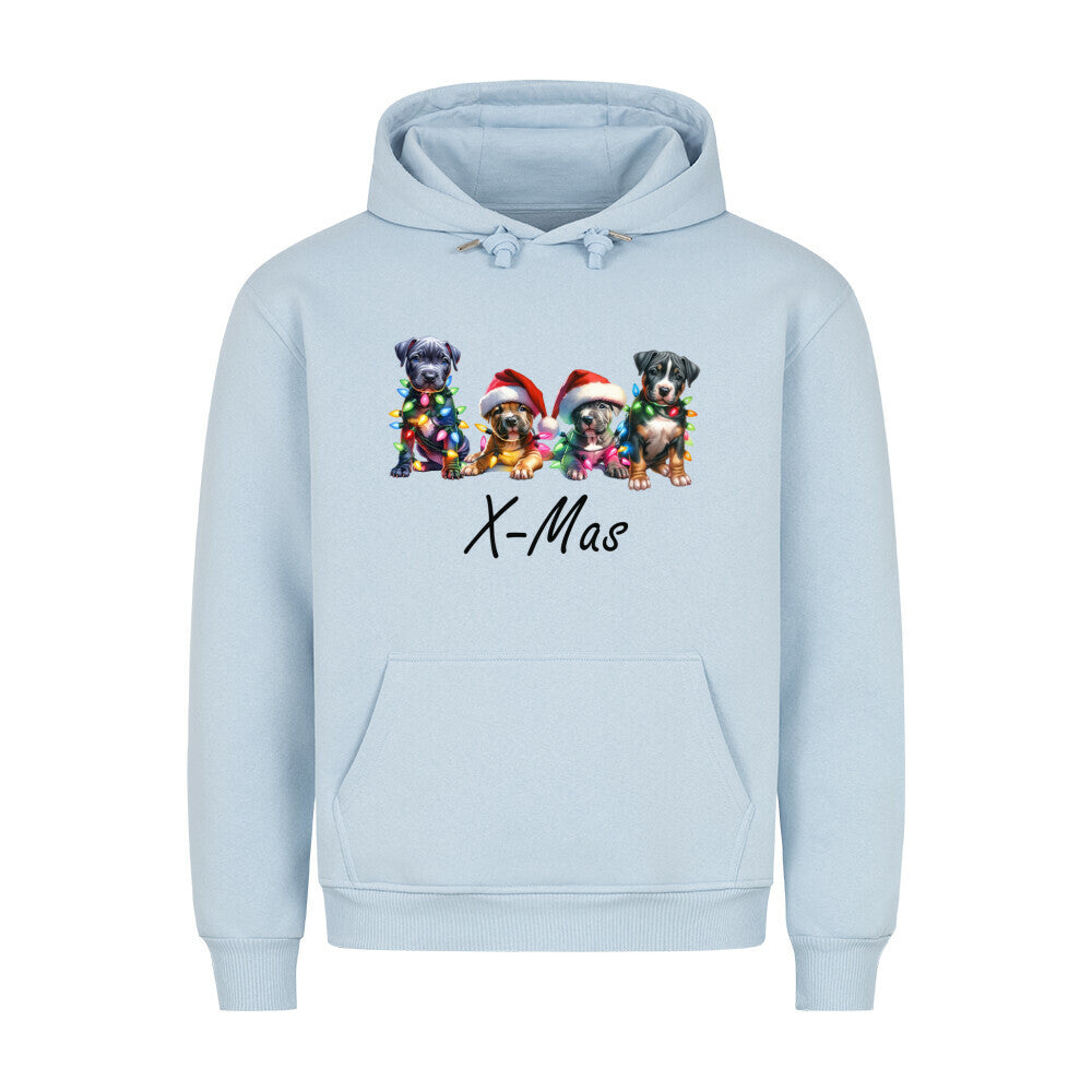 Premium Hoodie "Pit Bull - X-Mas black" Babyblau – hunde-shirt.de