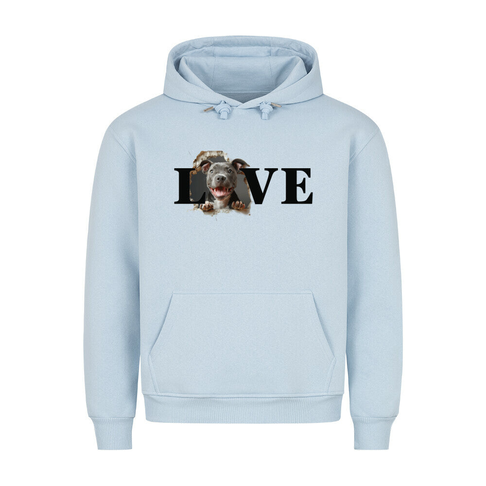 Premium Hoodie "Pit Bull - LOVE" Babyblau – hunde-shirt.de