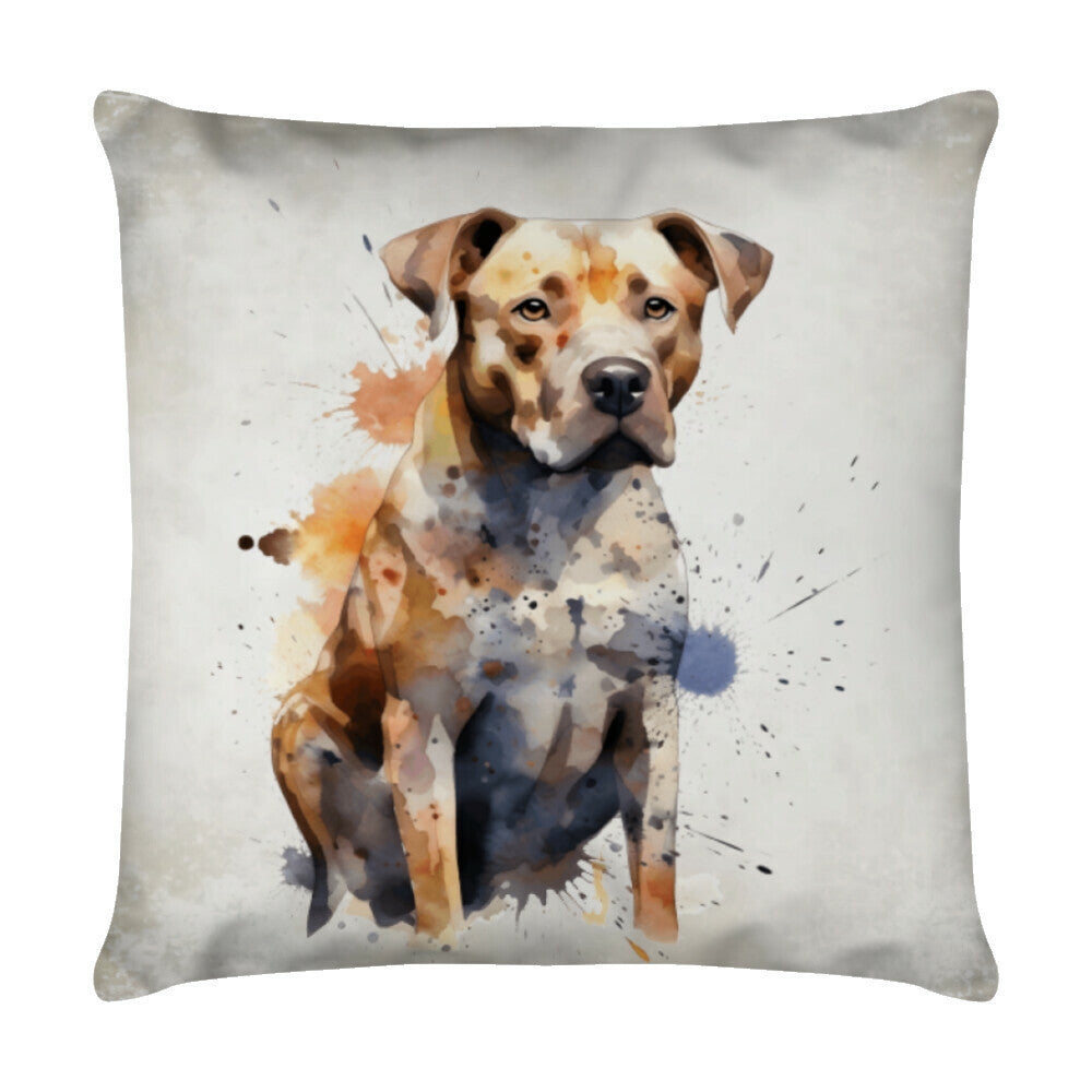 Kissen "Staffordshire Bull Terrier - Warten" Weiß – hunde-shirt.de