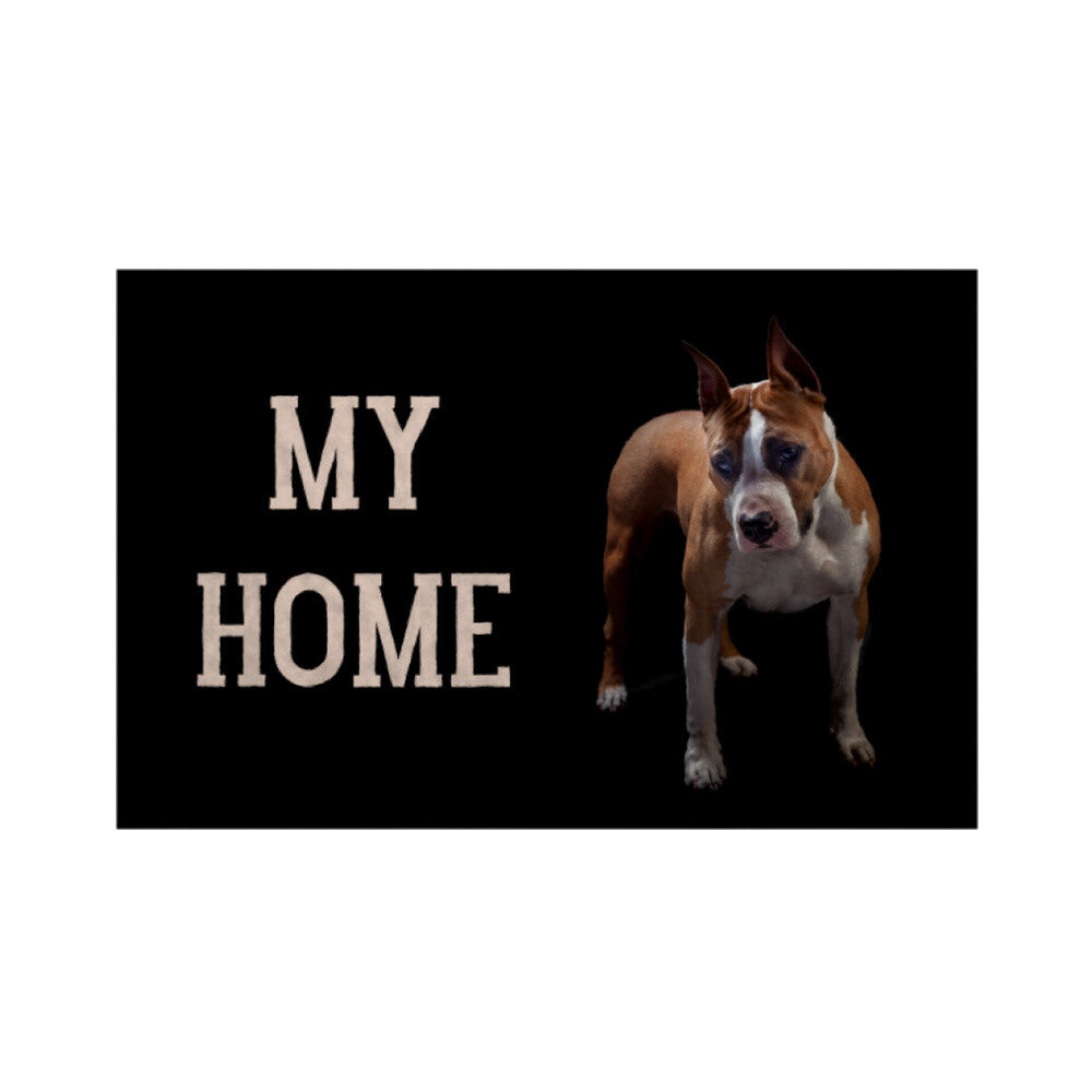 Fußmatte "American Staffordshire Terrier - My Home" Weiß – hunde-shirt.de