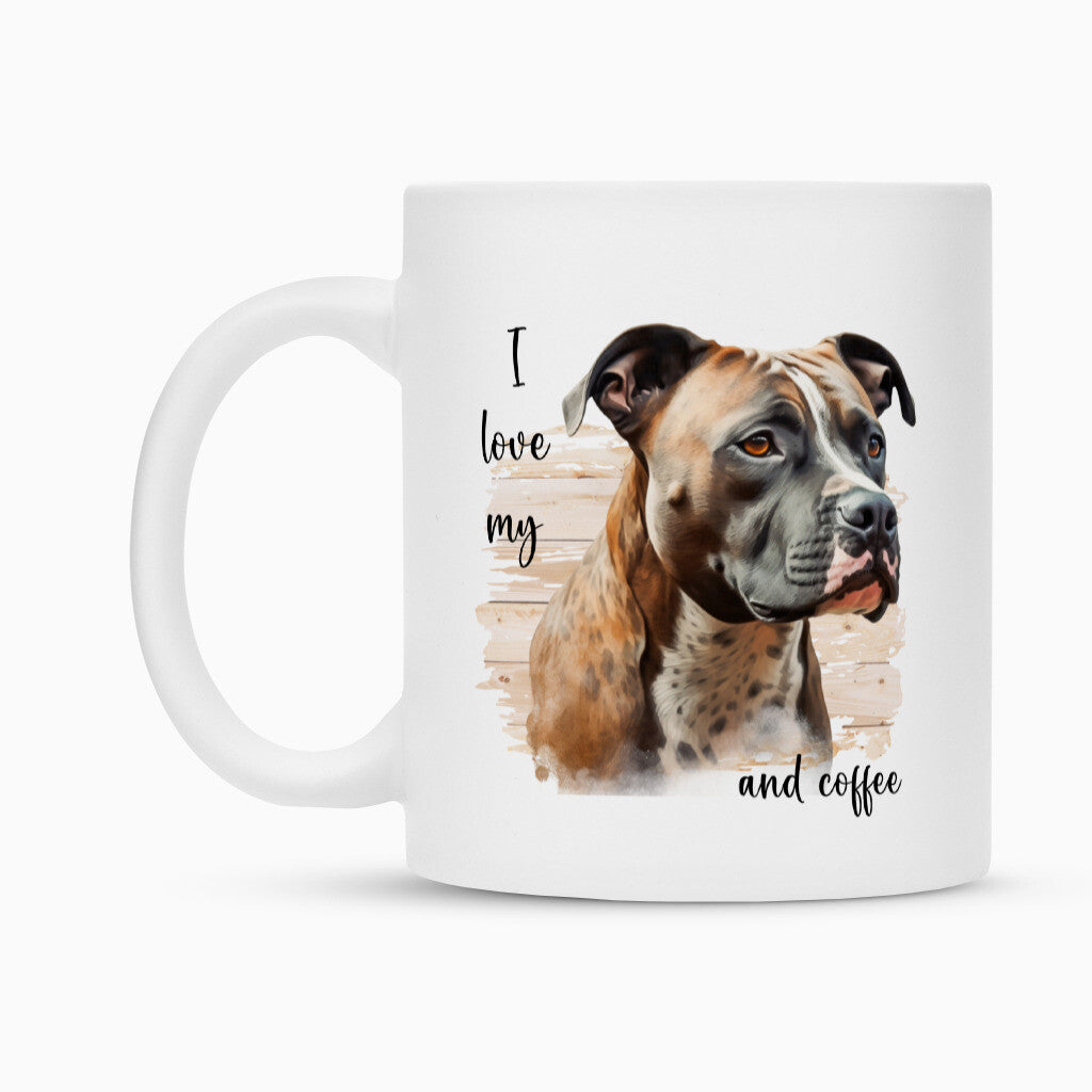 Tasse "Staffordshire Bull Terrier braun - I love..." – hunde-shirt.de