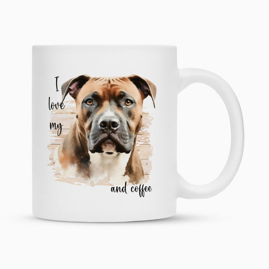 Tasse "AmStaff braun - I love..." Weiß – hunde-shirt.de