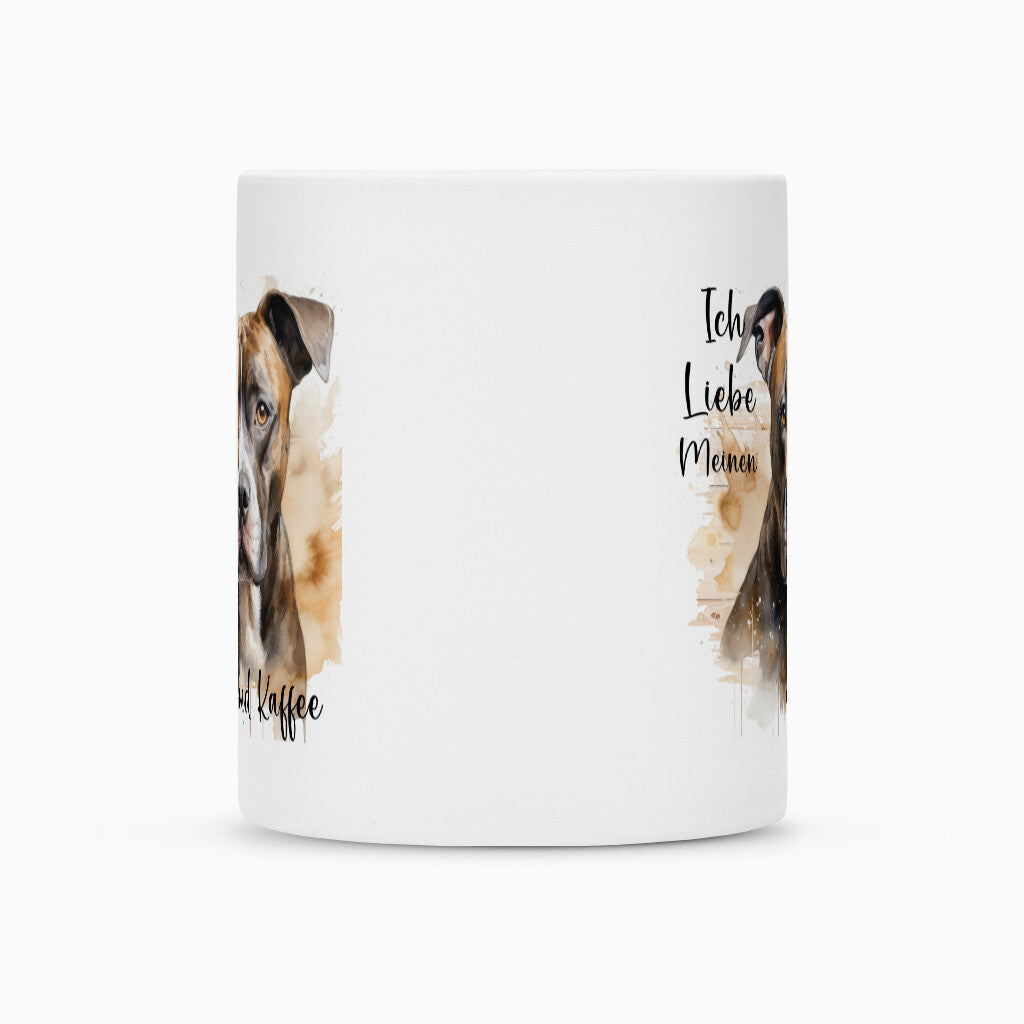 Tasse "AmStaff ( dunkelbraun ) - Ich liebe..." – hunde-shirt.de