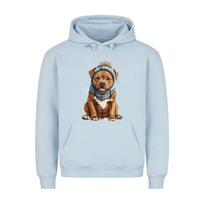 Premium Hoodie "Staffordshire Bull Terrier - Winterbub" Babyblau – hunde-shirt.de