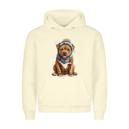 Premium Hoodie "Staffordshire Bull Terrier - Winterbub" Beige – hunde-shirt.de