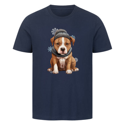 Premium T-Shirt "AmStaff - Winterbub" French Navy – hunde-shirt.de