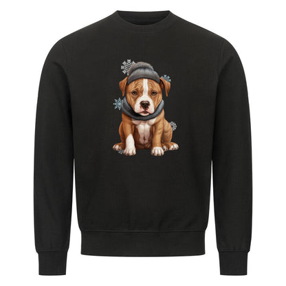 Premium Sweatshirt "AmStaff- Winterbub" Schwarz – hunde-shirt.de