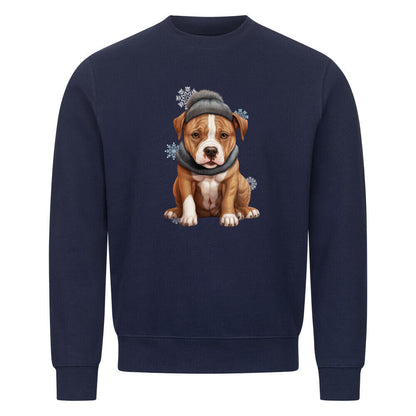Premium Sweatshirt "AmStaff- Winterbub" Navy Blue – hunde-shirt.de