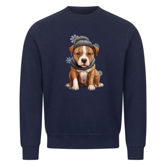 Premium Sweatshirt "AmStaff- Winterbub" Navy Blue – hunde-shirt.de