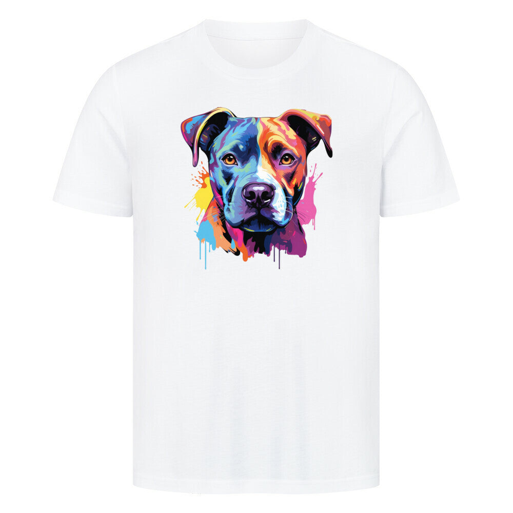 Premium T-Shirt "AmStaff Puppy - Paint" Weiß – hunde-shirt.de