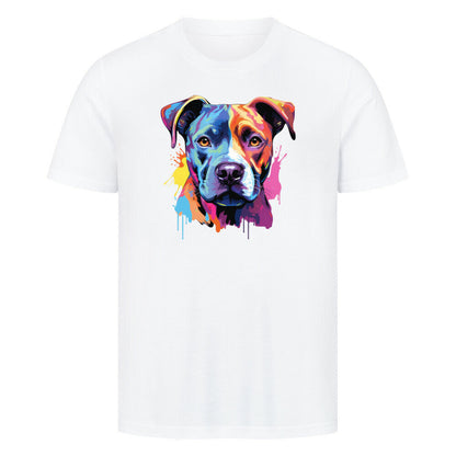 Premium T-Shirt "AmStaff Puppy - Paint" Weiß – hunde-shirt.de