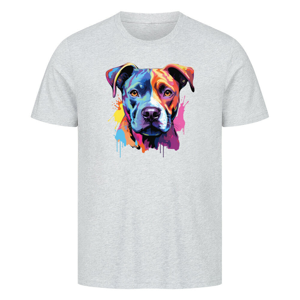 Premium T-Shirt "AmStaff Puppy - Paint" Heather Grey – hunde-shirt.de