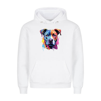 Premium Hoodie "AmStaff Puppy - Paint" Weiß – hunde-shirt.de