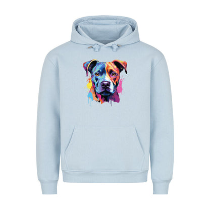 Premium Hoodie "AmStaff Puppy - Paint" Babyblau – hunde-shirt.de