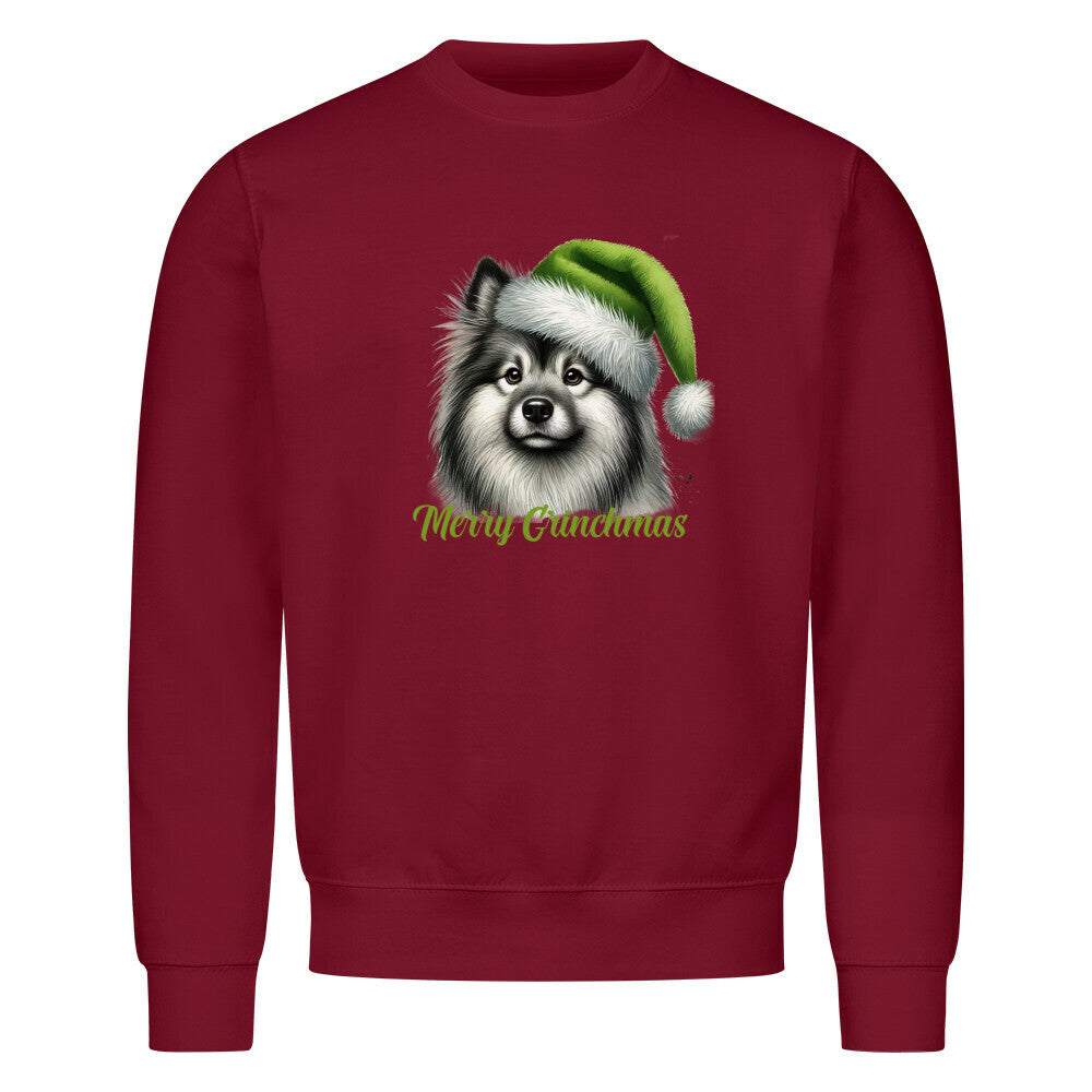 Premium Sweatshirt "Wolfsspitz - Merry Grinchmas" Burgunder – hunde-shirt.de